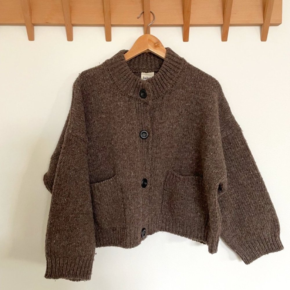 Babaa Wool Cardigan, S, Oak/Brown